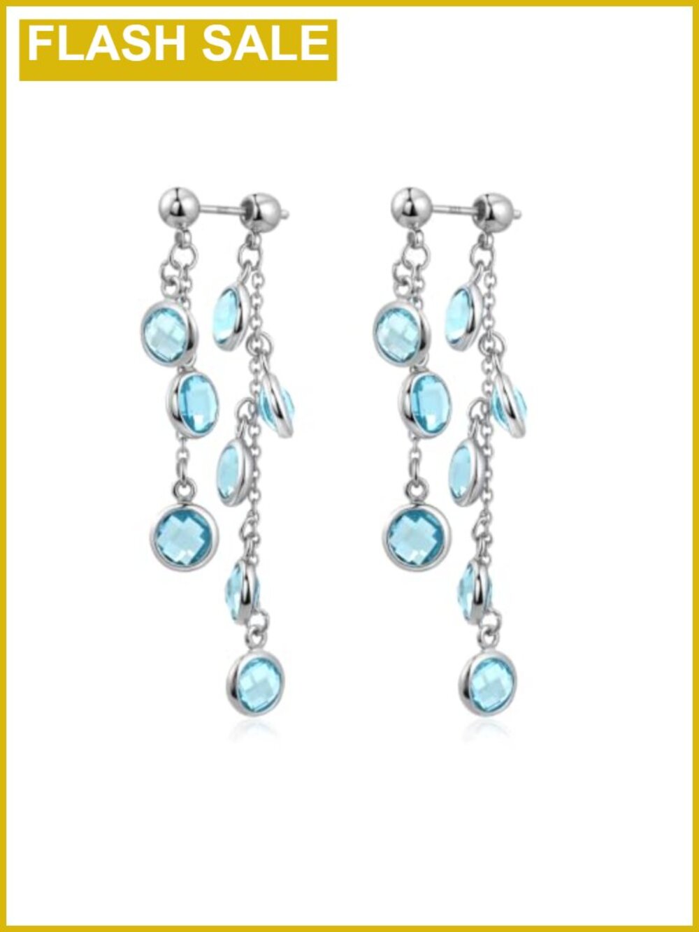 925 Sterling Silver Aquamarine Dangle Earrings Tassel Drop Women